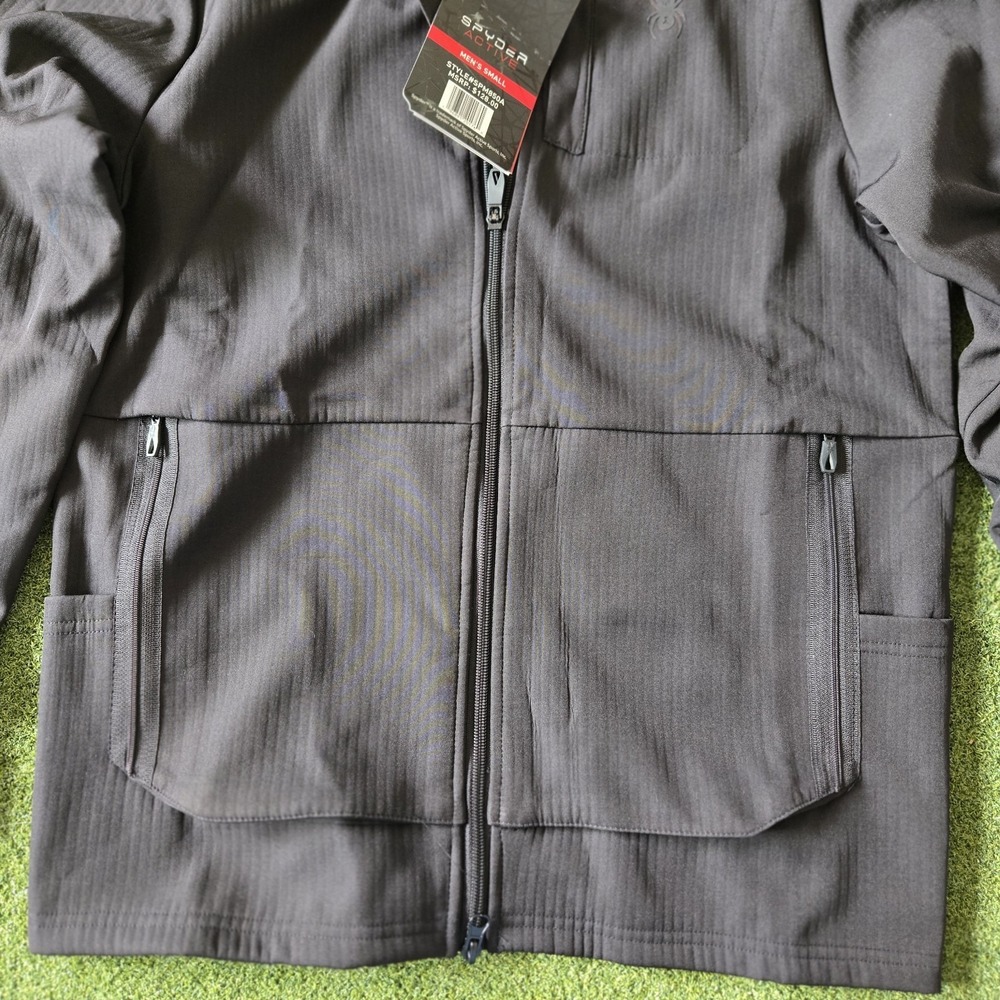 Spyder Active Men Black Full Zip Jacket Spider Logo Lightweight Performance - Picture 5 of 9